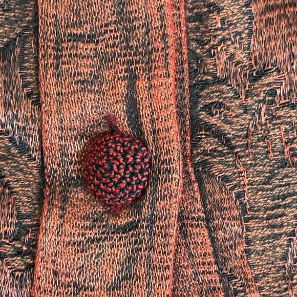 Vintage Flashback Embroidered Copper Jacket 3X Boho Crochet Hem Sequin Details - Picture 10 of 13